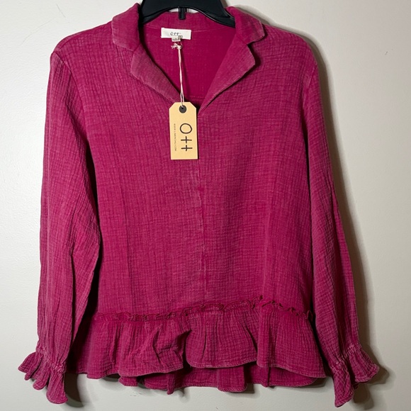 Ott Women's Pink Ruffled Top - Picture 2 of 5